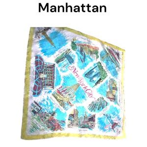 Manhattan New York vintage opaque scarf 1970sTwin Towers